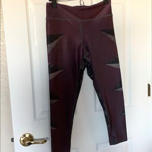 Red and Grey Cropped Yoga Pants
